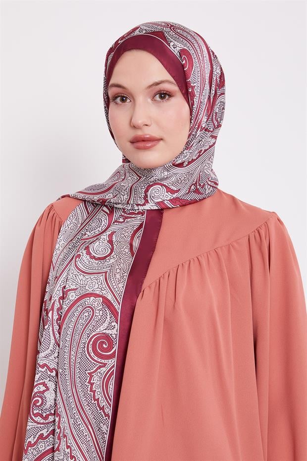 Vişne Sarmal Hint İpeği Şal