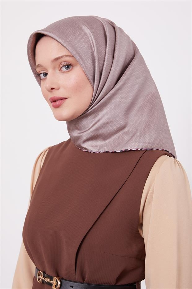 Vizon Benekli Twill İpek Eşarp