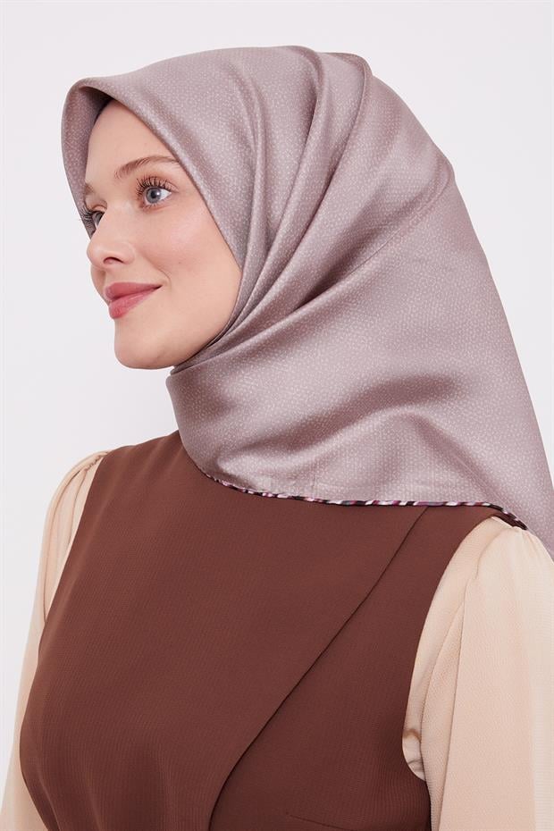 Vizon Benekli Twill İpek Eşarp