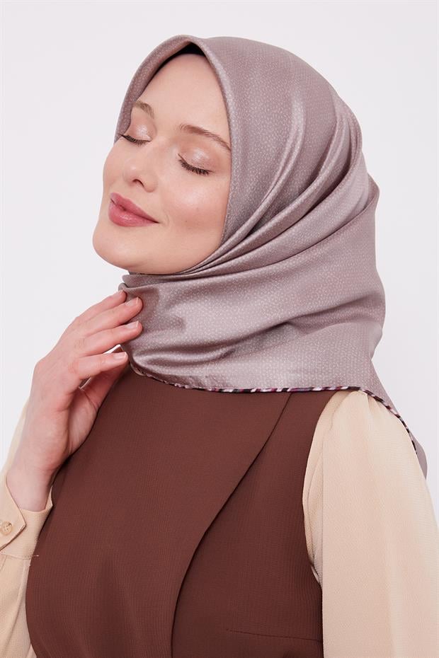 Vizon Benekli Twill İpek Eşarp
