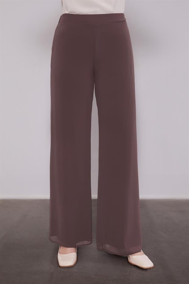 Vizon Bol Paça Şifon Pantolon