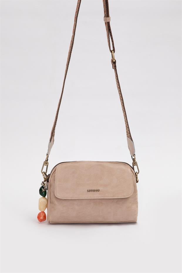 Vizon Boncuk Aksesuar Detaylı Omuz Çantası