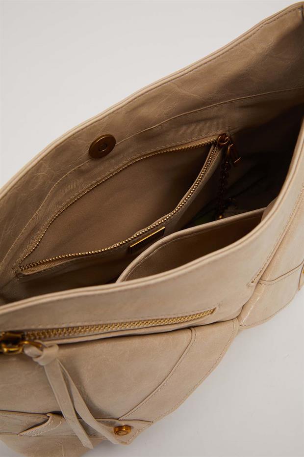 Vizon Çapraz Fermuar Detaylı Omuz Çantası