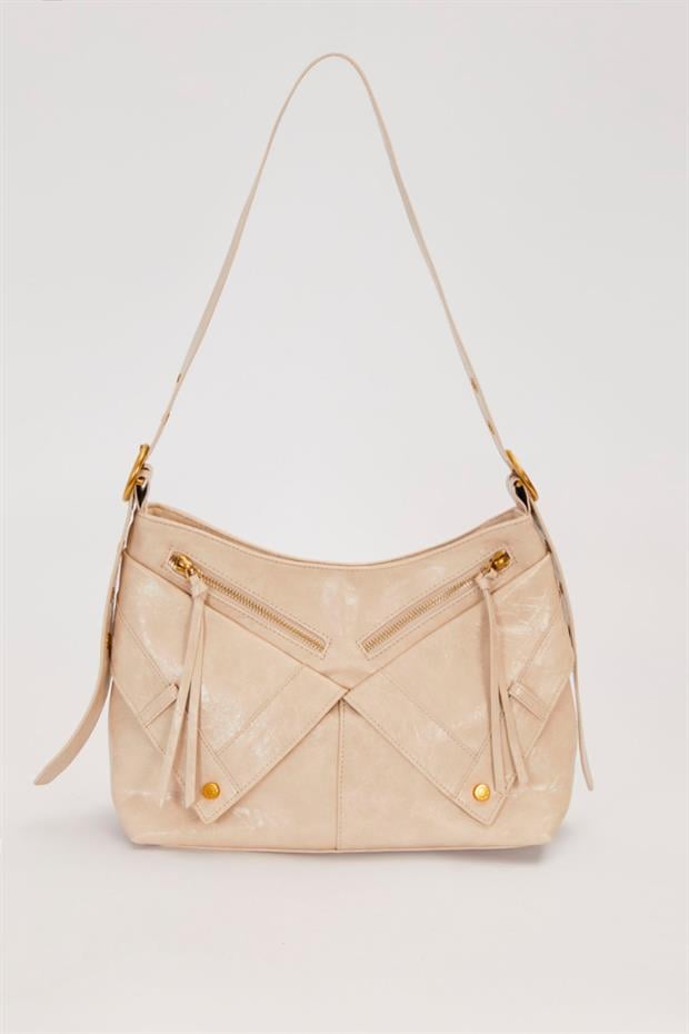 Vizon Çapraz Fermuar Detaylı Omuz Çantası