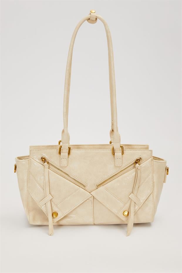 Vizon Çapraz Fermuar Detaylı Omuz Çantası