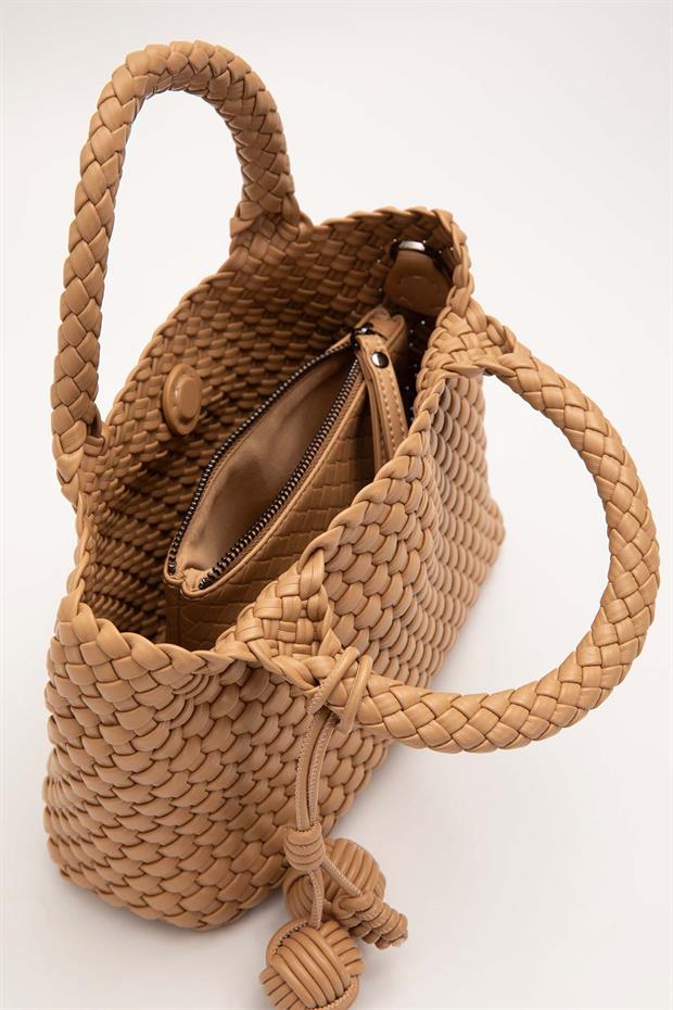 Vizon Charmlı Örgü Model El Çantası