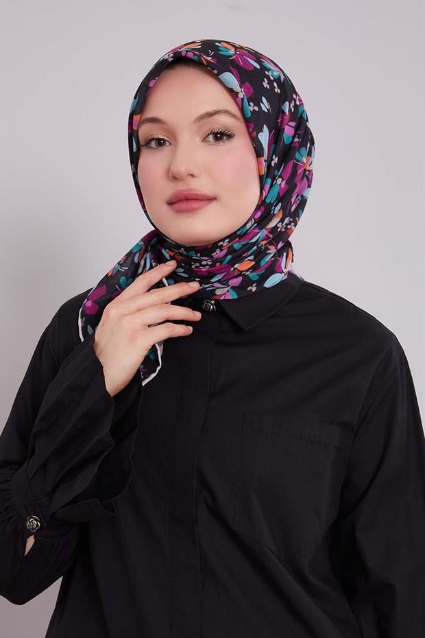 Vizon Çiçek Desen Soft Eşarp