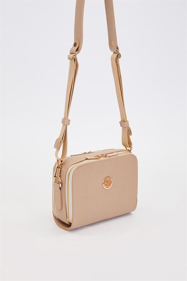 Vizon Çift Fermuarlı Ayarlanabilir Omuz Çantası