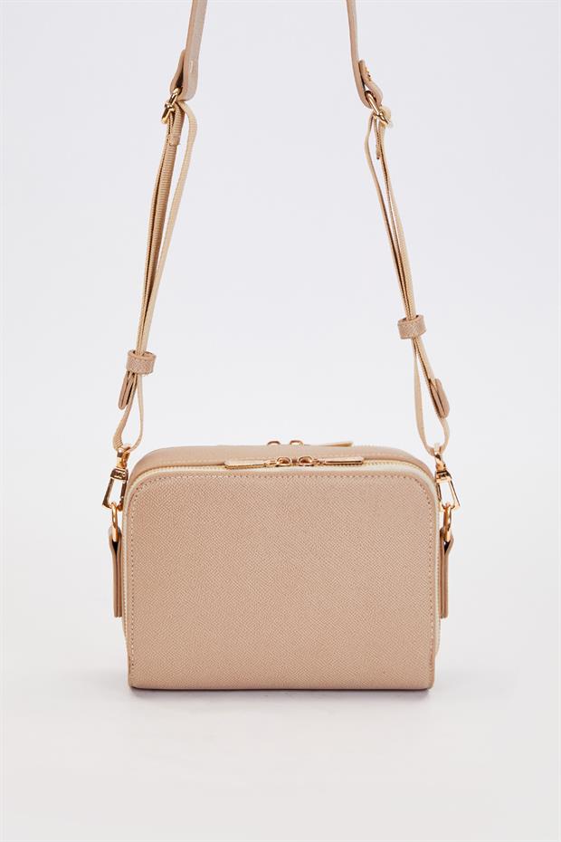 Vizon Çift Fermuarlı Ayarlanabilir Omuz Çantası