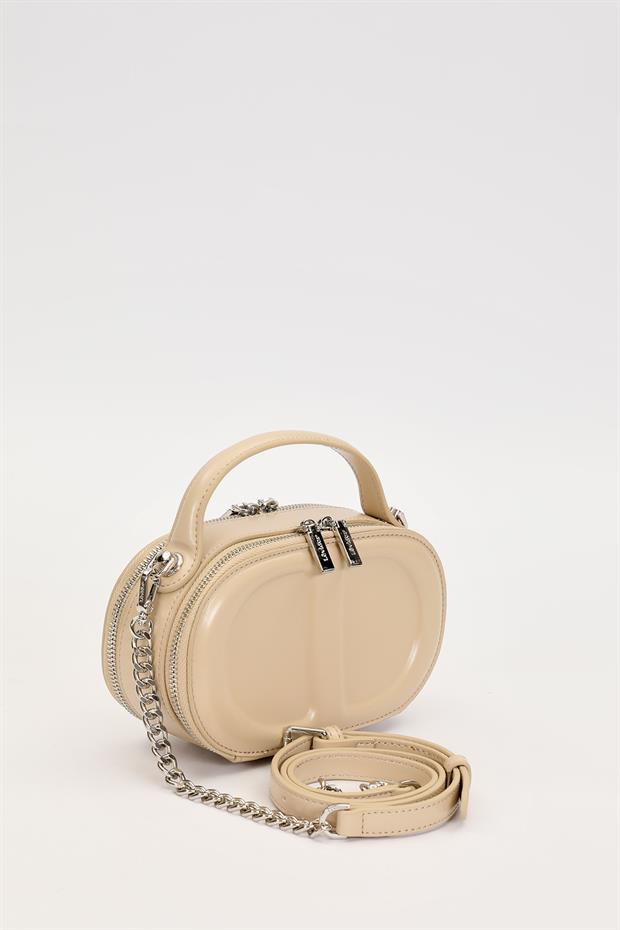 Vizon Çift Fermuarlı El Çantası