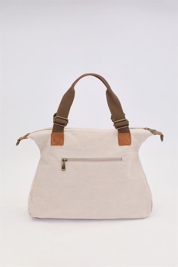 Vizon Çift Fermuarlı Kumaş Askılı El Çantası