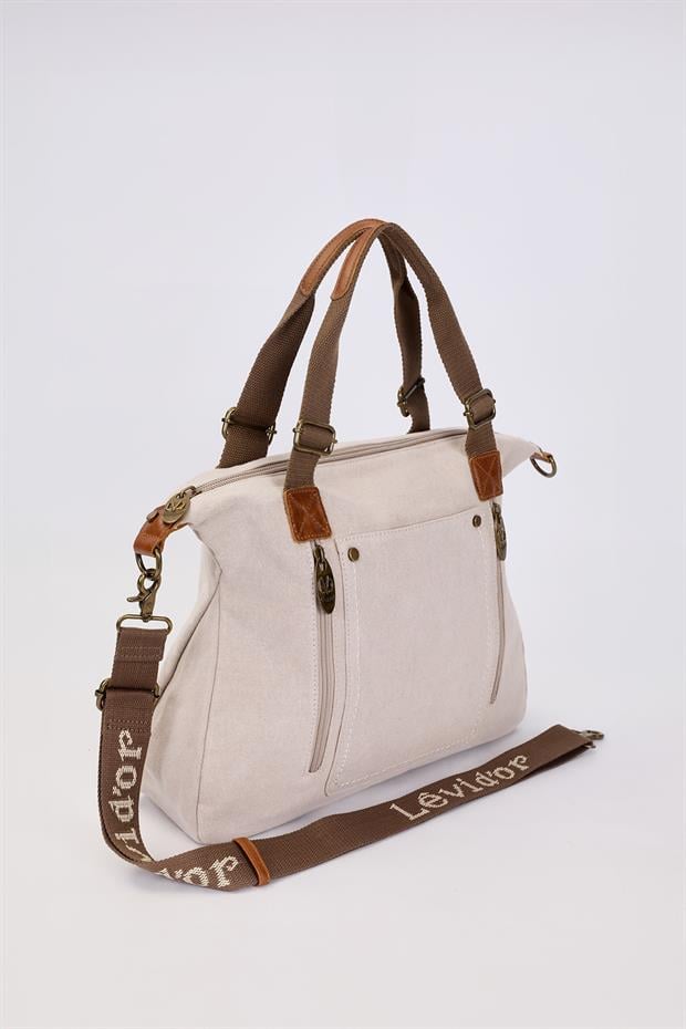 Vizon Çift Fermuarlı Kumaş Askılı El Çantası