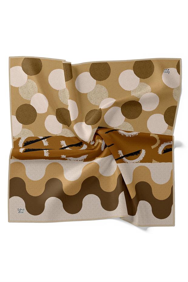 Vizon Yuvarlak Desen Twill İpek Eşarp