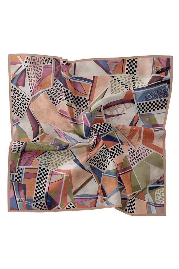 Vizon Dama Desen Twill İpek Eşarp