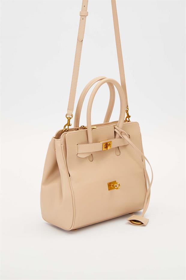 Vizon Deri Aksesuar Detaylı El Çantası