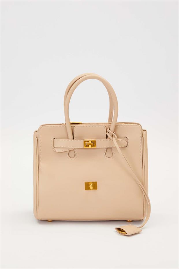 Vizon Deri Aksesuar Detaylı El Çantası