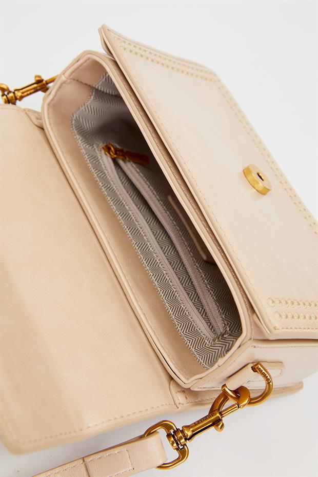 Vizon Desenli Askı Detay Omuz Çantası