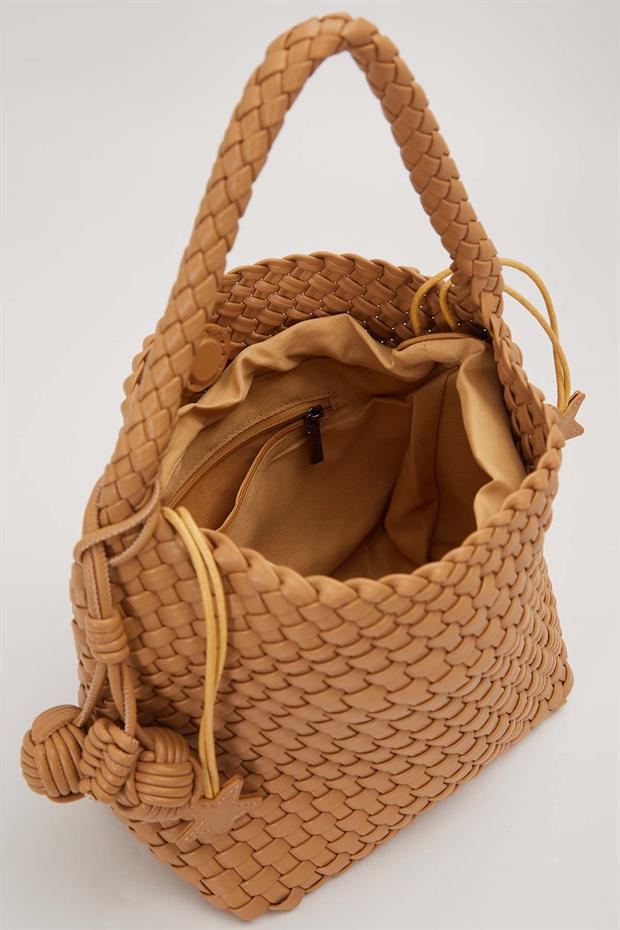 Vizon Dikdörtgen Form Örgü Model El Çantası