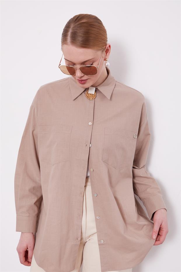 Vizon Dokulu Pamuk Gömlek