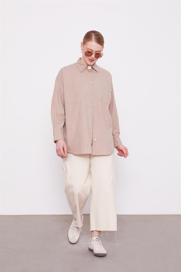 Vizon Dokulu Pamuk Gömlek