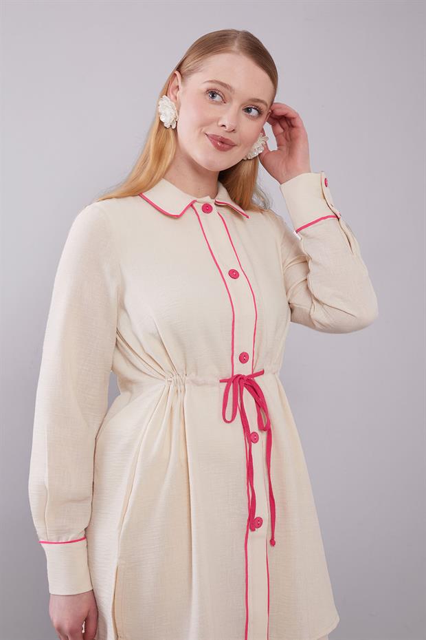 Vizon Düğmeli Bel Bağlama Detaylı İkili Takım