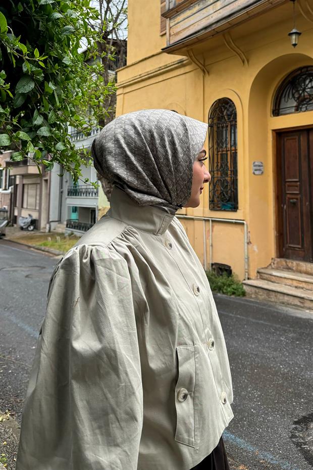 Vizon El Yazısı Desen Twill İpek Eşarp