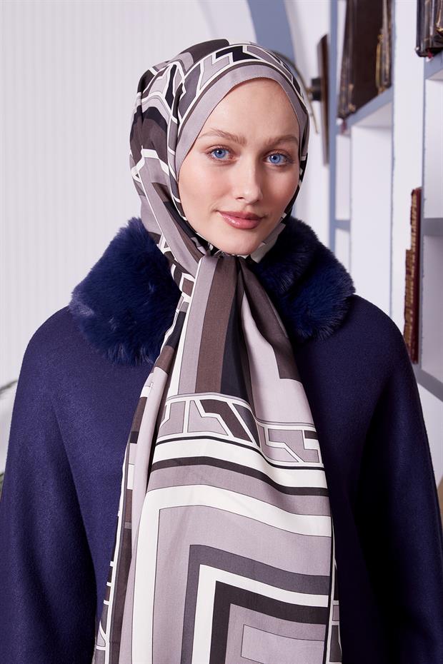 Vizon Geometrik Desen Royal Şal