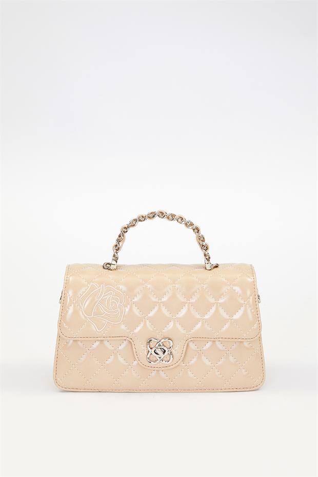 Vizon Gül Baskılı El Çantası