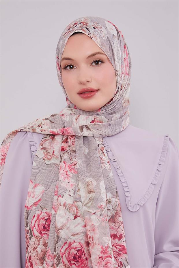 Vizon Güllü Desen Pamuk Şal