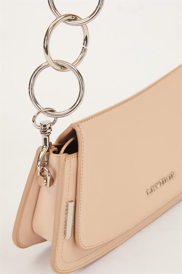 Vizon Kapaklı Deri Askılı Baget Çanta