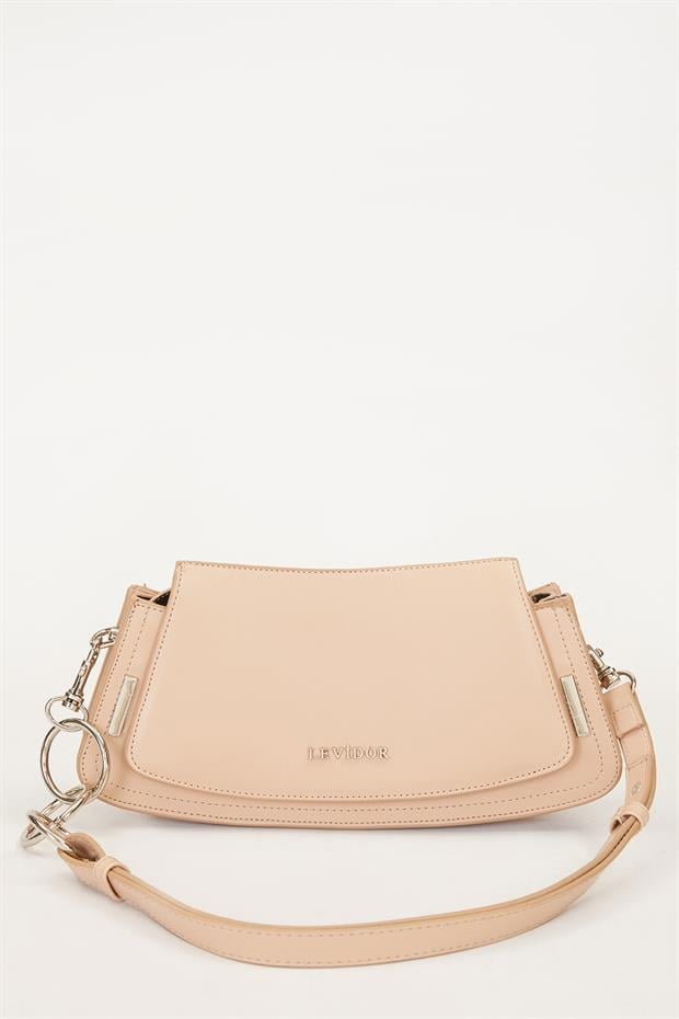 Vizon Kapaklı Deri Askılı Baget Çanta