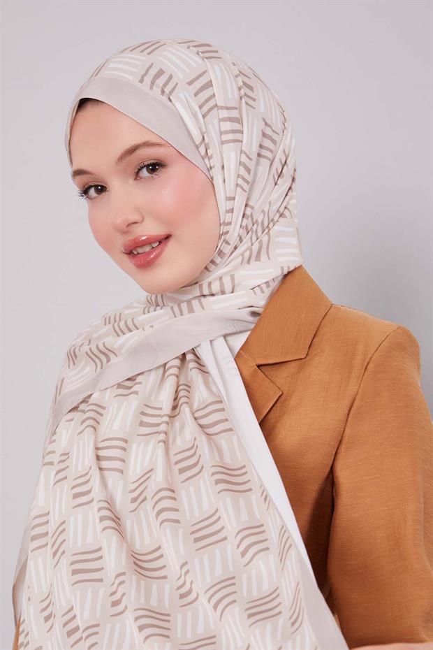 Vizon Kare Çizgi Desen Club Şal