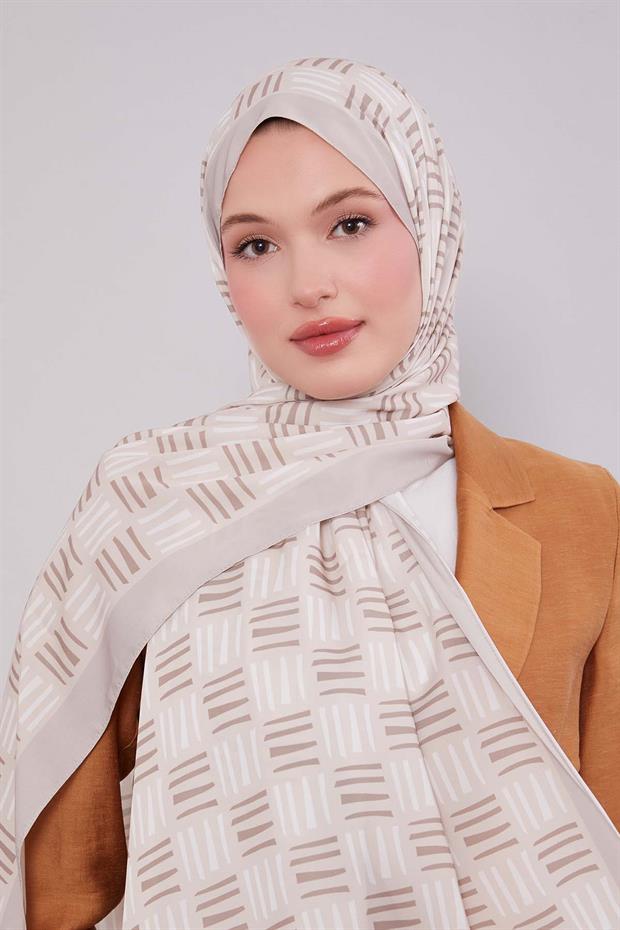 Vizon Kare Çizgi Desen Club Şal