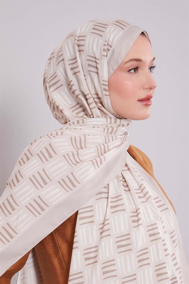 Vizon Kare Çizgi Desen Club Şal