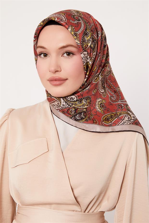 Vizon Karışık Retro Twill İpek Eşarp