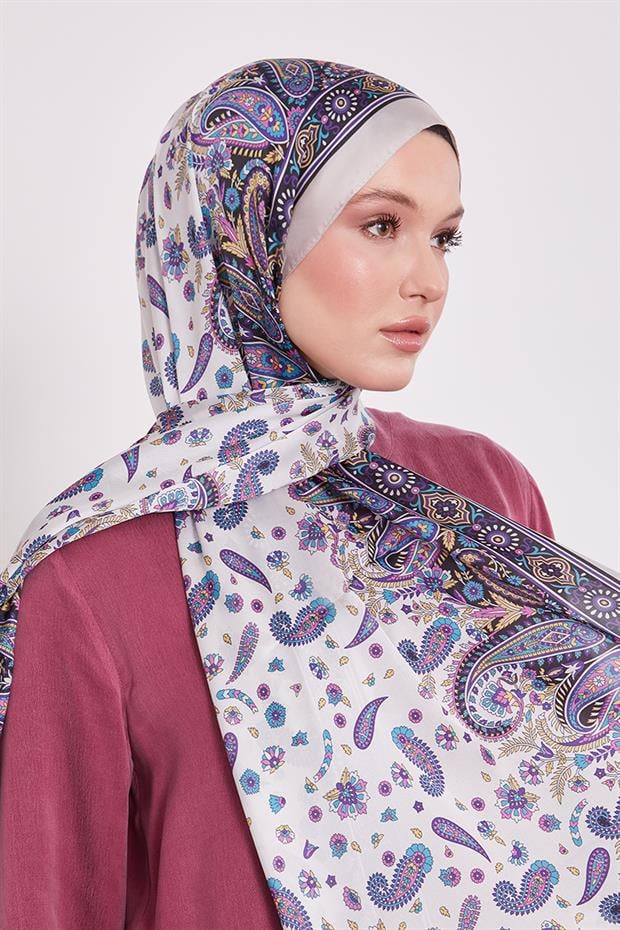 Vizon Karma Çiçek Hint İpeği Şal