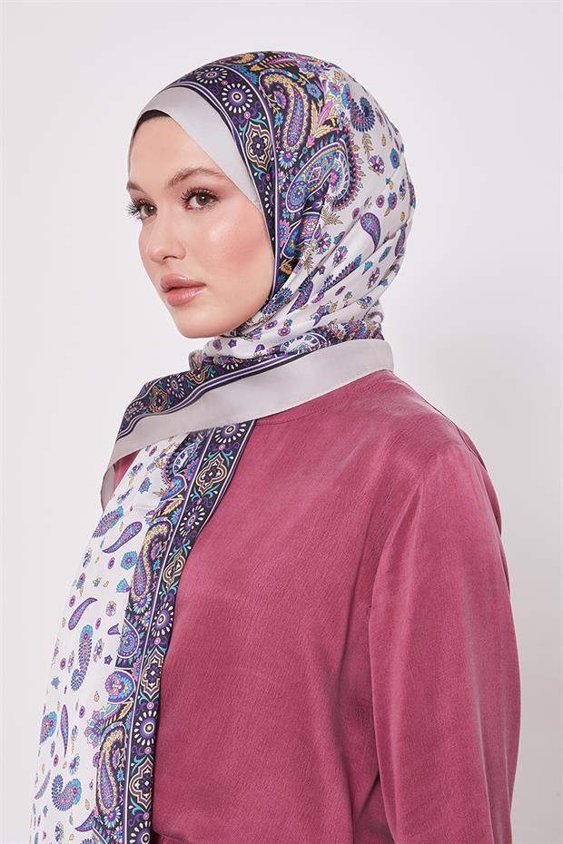 Vizon Karma Çiçek Hint İpeği Şal