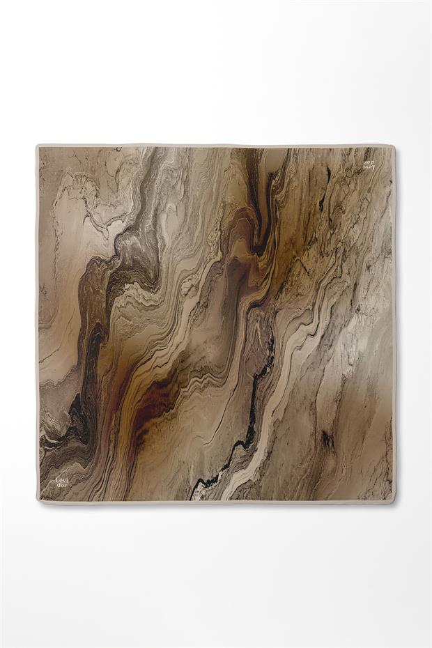 Vizon Karmaşık Desen Twill İpek Eşarp