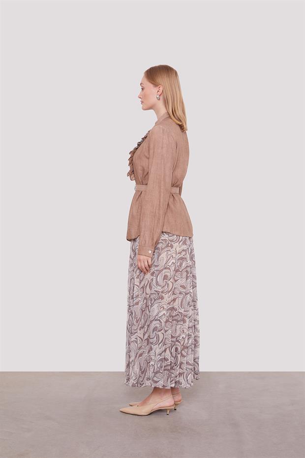 Vizon Kemer Detaylı Piliseli Etek Takım