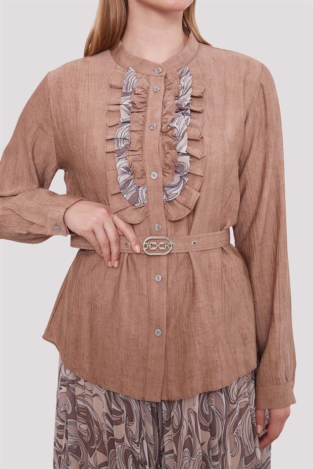 Vizon Kemer Detaylı Piliseli Etek Takım