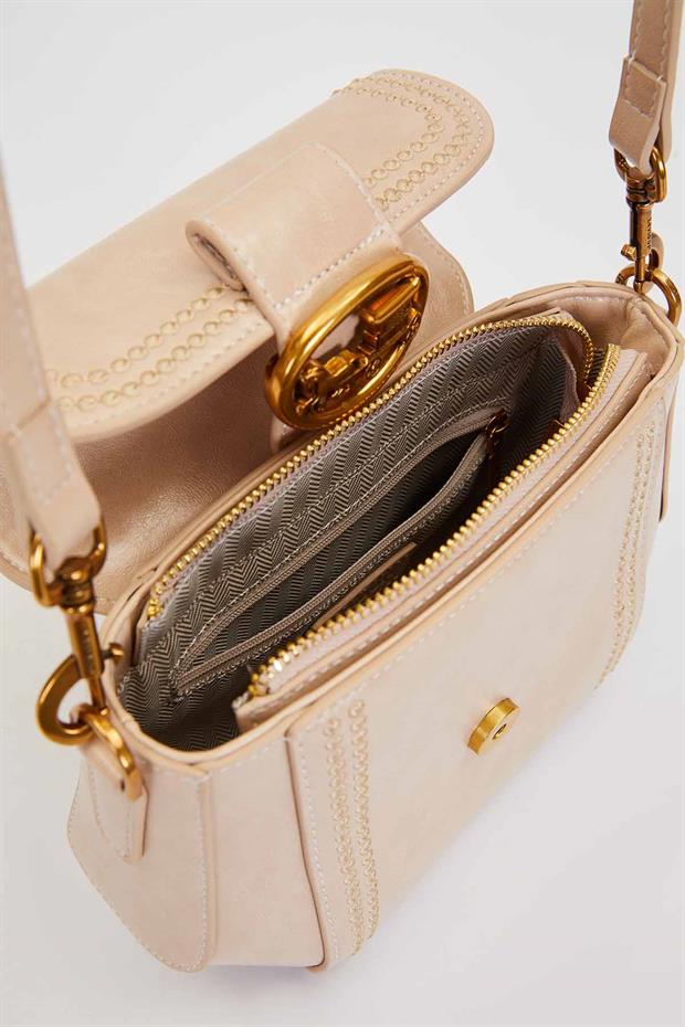 Vizon Kenar Desenli Dikişli El Çantası