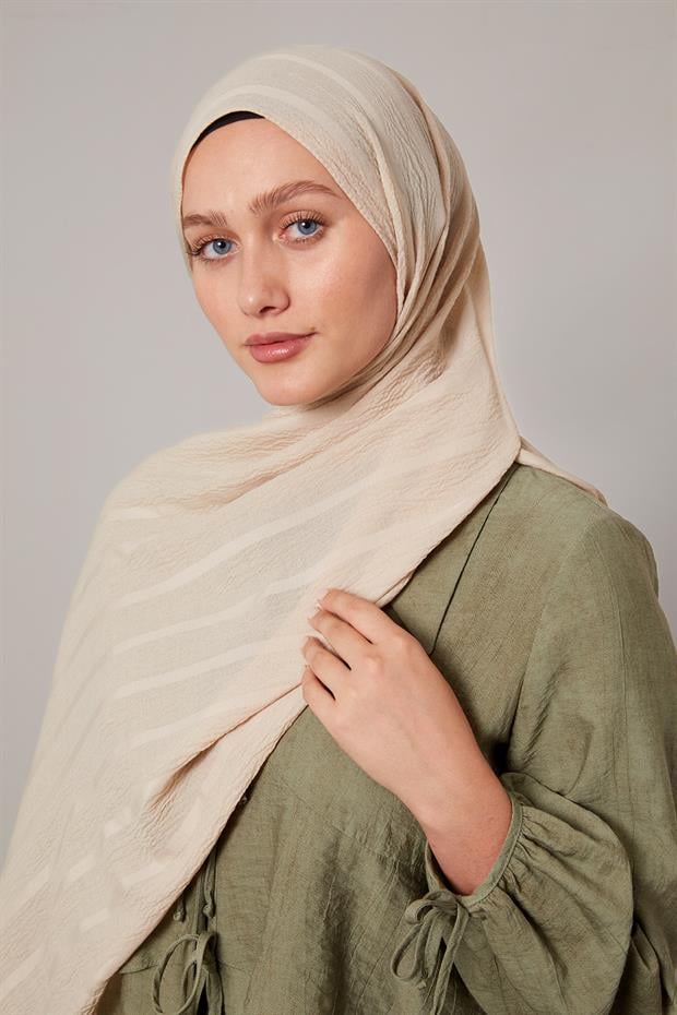 Vizon Kendinden Dokulu Natural Line Şal