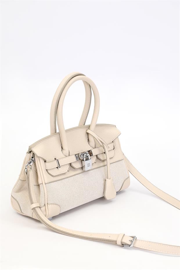 Vizon Kilit Detay Deri El Çantası