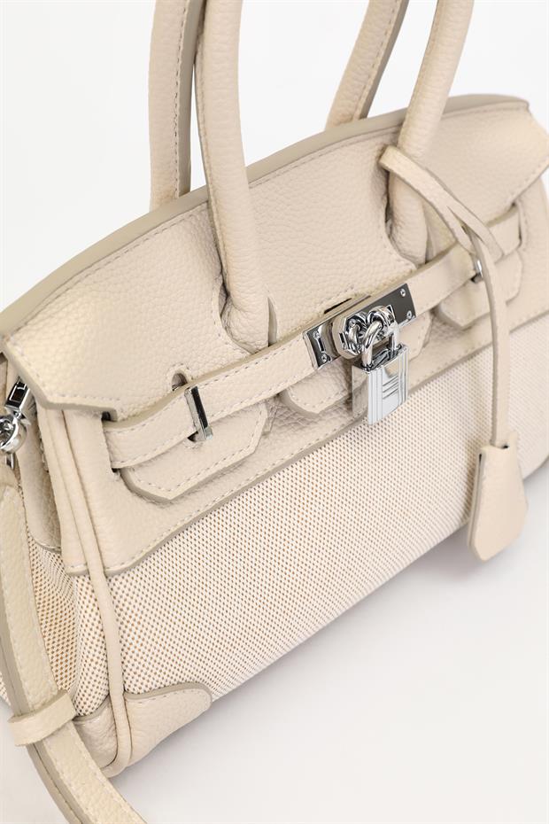 Vizon Kilit Detay Deri El Çantası