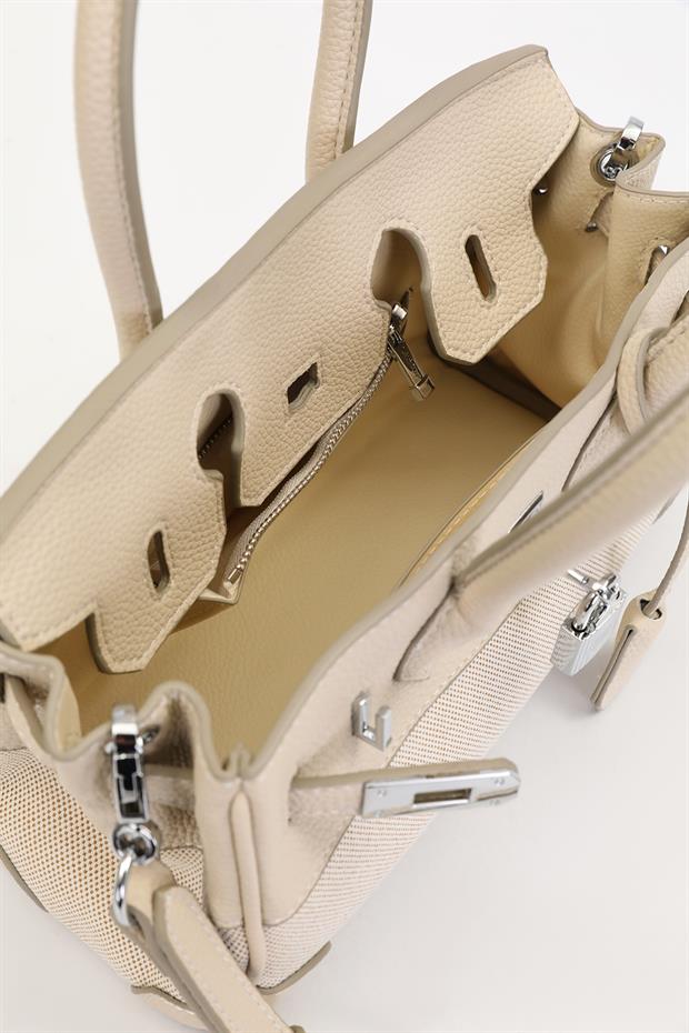 Vizon Kilit Detay Deri El Çantası