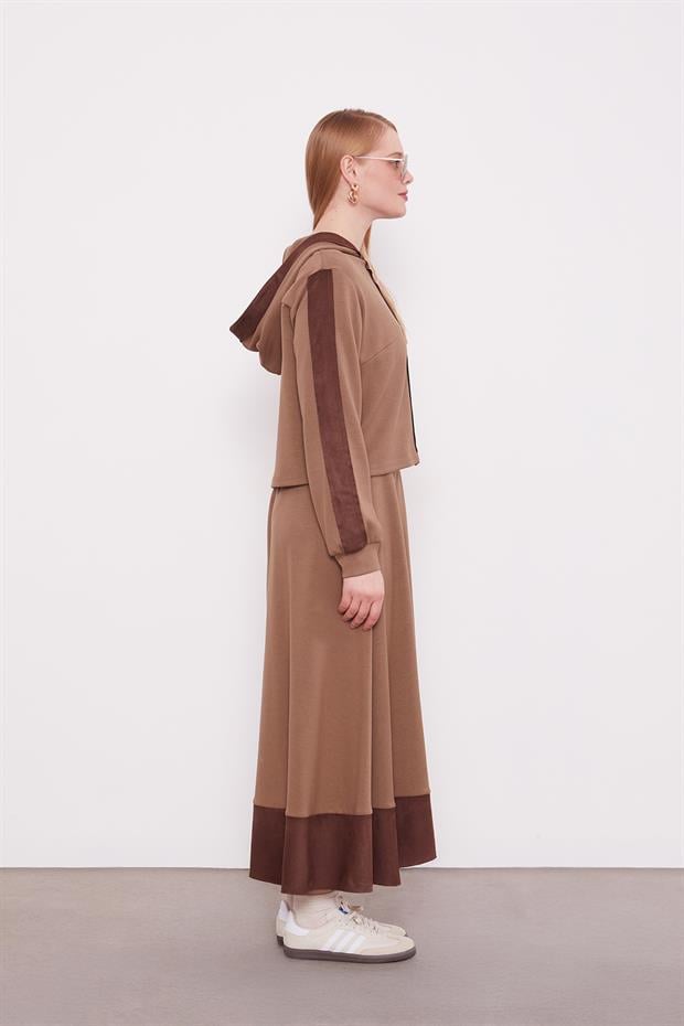 Vizon Kısa Hırkalı Fermuar Kapamalı Etek Takım