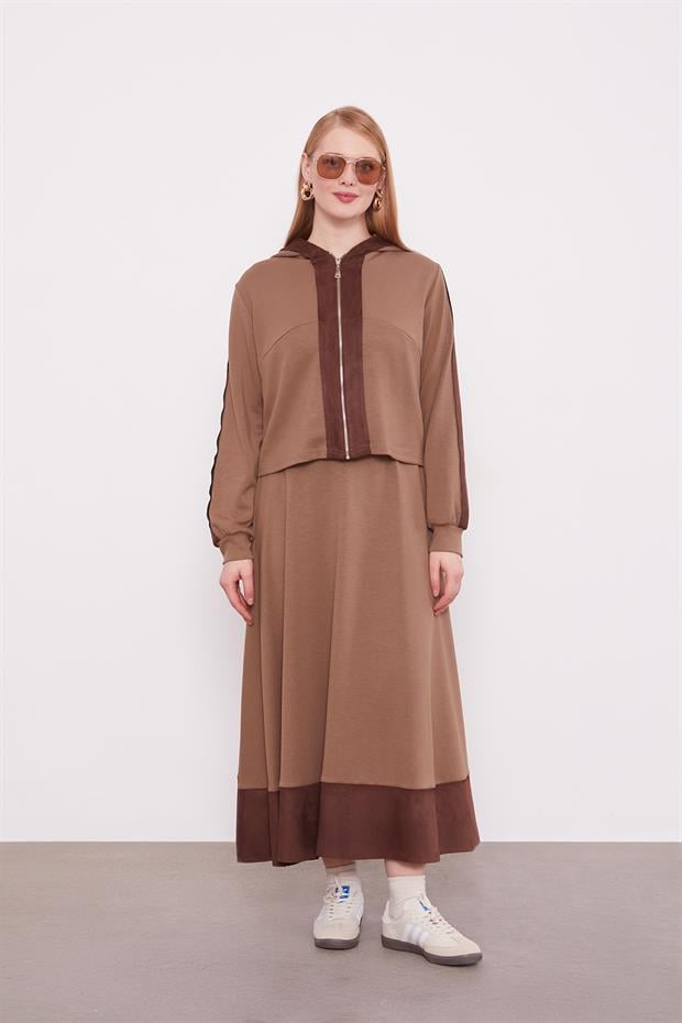 Vizon Kısa Hırkalı Fermuar Kapamalı Etek Takım