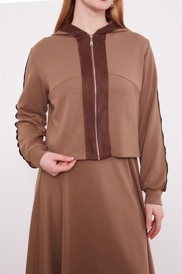 Vizon Kısa Hırkalı Fermuar Kapamalı Etek Takım