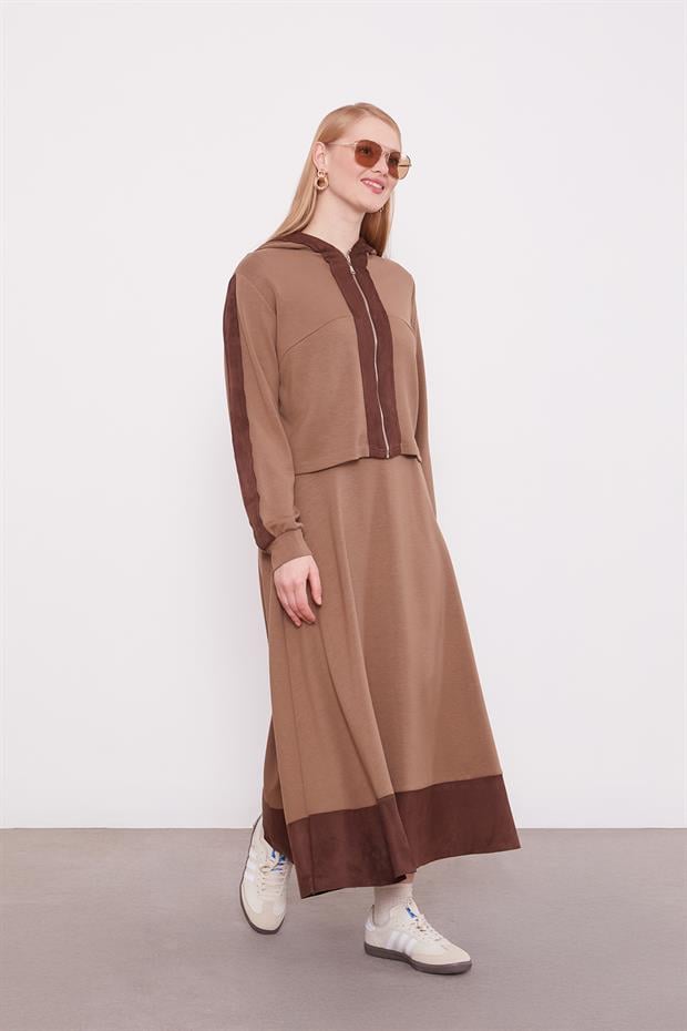 Vizon Kısa Hırkalı Fermuar Kapamalı Etek Takım