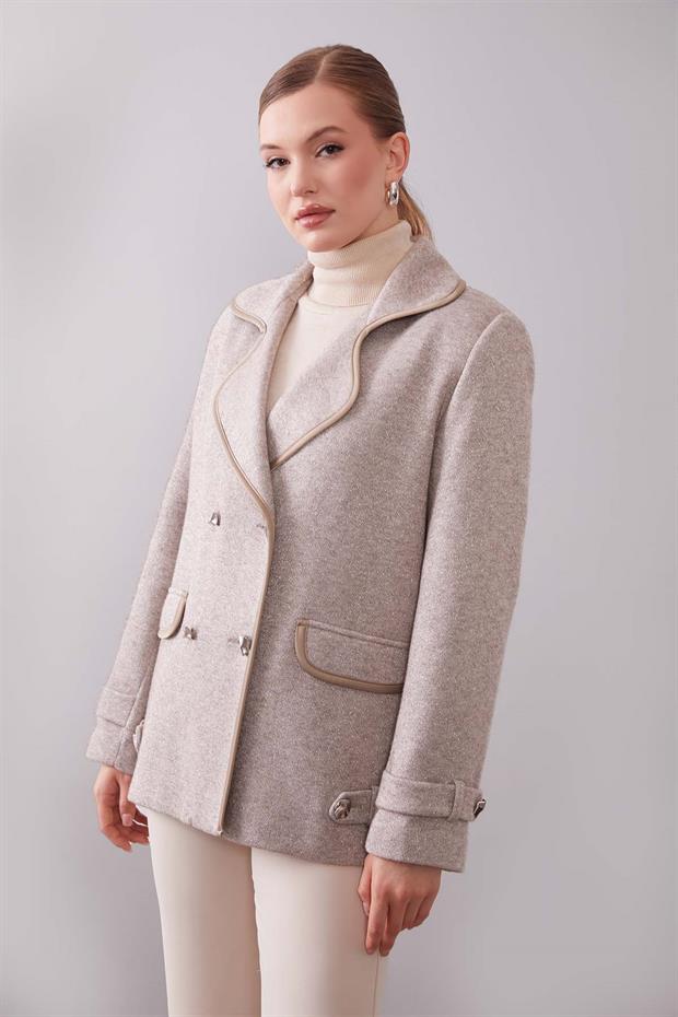 VİZON Kruvaze Kenar Şeritli Kaşmir Ceket